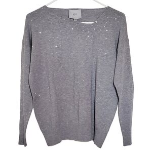 7032 * Liv Milano Rhinestone Long Sleeve Sweater Gray Size S